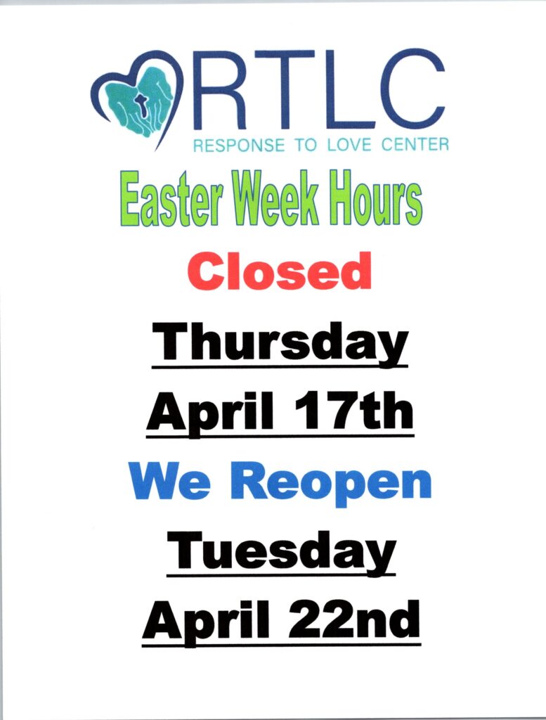 Easter Week Hours
Closed Thursday April 17th we reopen Tuesday April 22nd. 